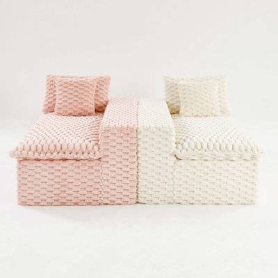 Boneless Luxury Color-Block Turtle Velvet Multifunctional Sofa - Arrangeable In Single Row, Side-By-Side Or Facing Each Other, Stylish Living Room Furniture For Cozy Home Decor