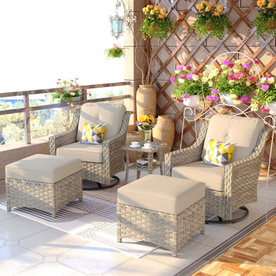 Daliya Wicker 4 - Person Patio Conversation Set with Cushions