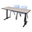 Neyland Cain T-Base Training Table and 2 Stacking Chairs-32520324-32520329-32520330