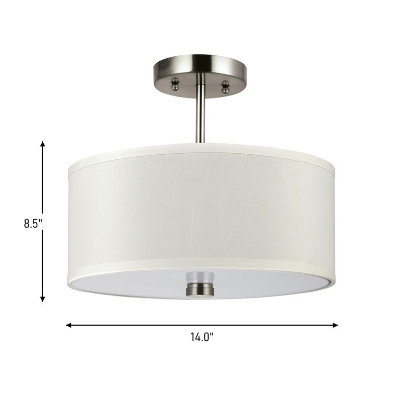 Dayna Shade Pendants Two Light Flush / Semi-Flush Convertible from Visual Comfort Studio, Brushed Nickel, No