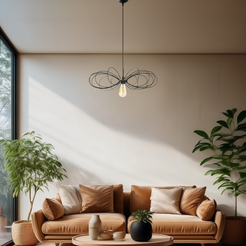 Luminaire suspendu simple à hauteur réglable, Noir