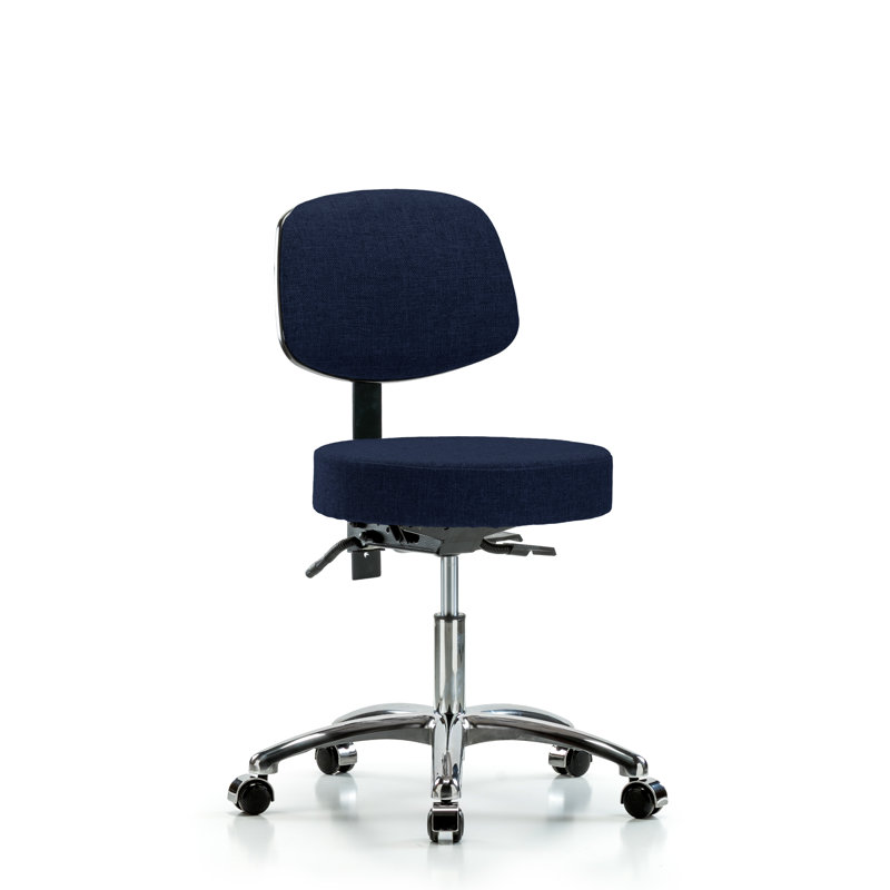 Tabouret de laboratoire à hauteur réglable Dalia, Roulettes, Bleu marine, 18.5"-24"