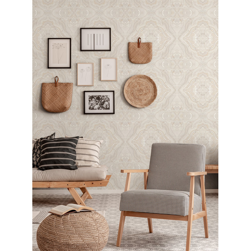 Panneau de papier peint adhésif L 18 pi x l 24 po Annaluisa, Beige