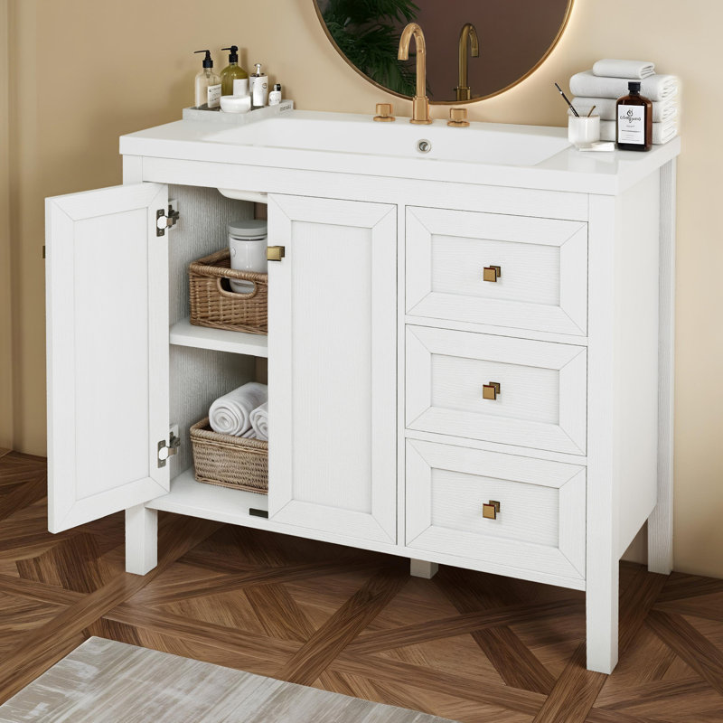  42 Inch Bathroom Vanity With Sink, White