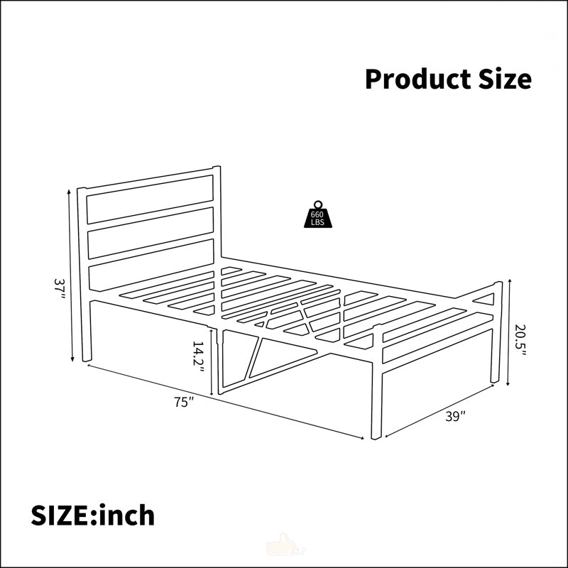 Metal Platform Bed Frame With Headboard