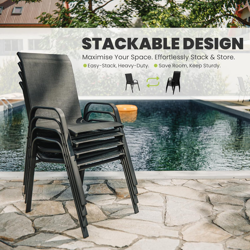 Patio Dining Armchair, 8, Black
