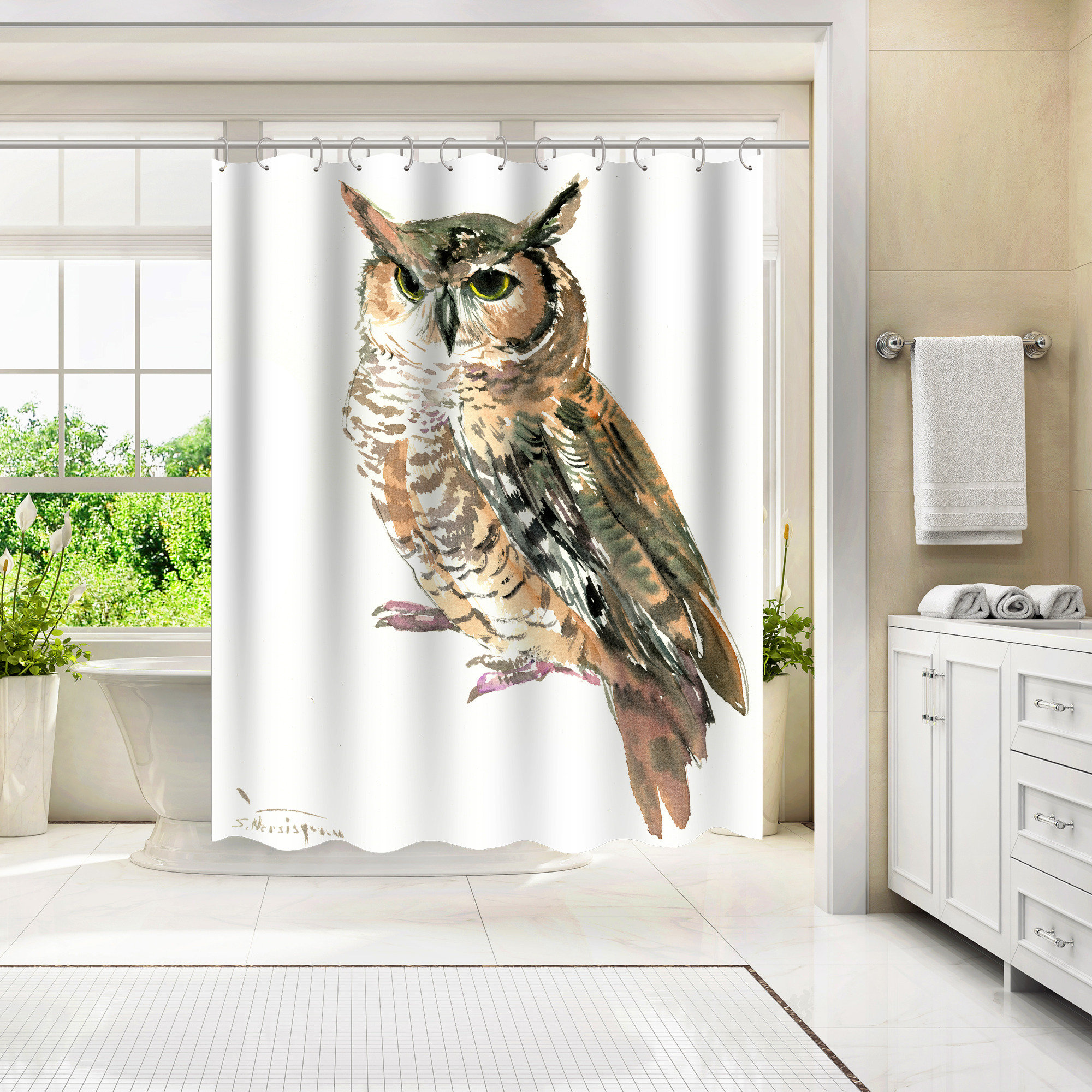 Owl shower shop curtain