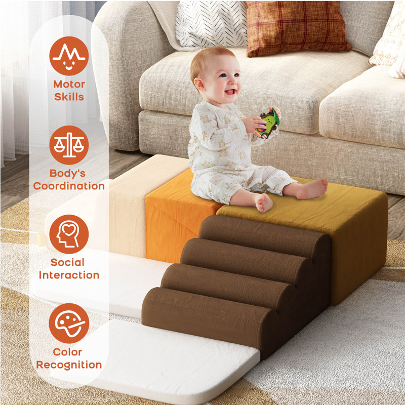 Soft Climber, Foam Climbing Blocks, 6 Pcs Soft Play Toy, Orange