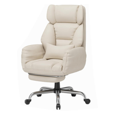 Faux Leather Criss Cross Office Chair Big And Tall Executive Chair With Footrest