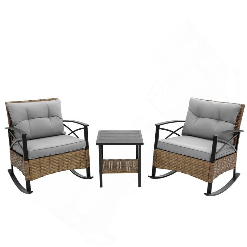 Ensemble de chaises berçantes 3 pièces, Gris