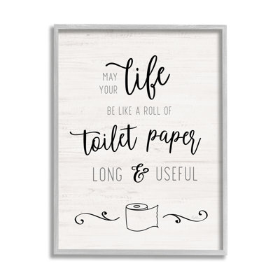 «Life Like», rouleau de papier toilette, phrase longue et utile, surdimensionné, rustique, encadrée, estampe numérique de Natalie Carpentieri