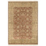 Hand Knotted Wool Area Rug in Red And Gold