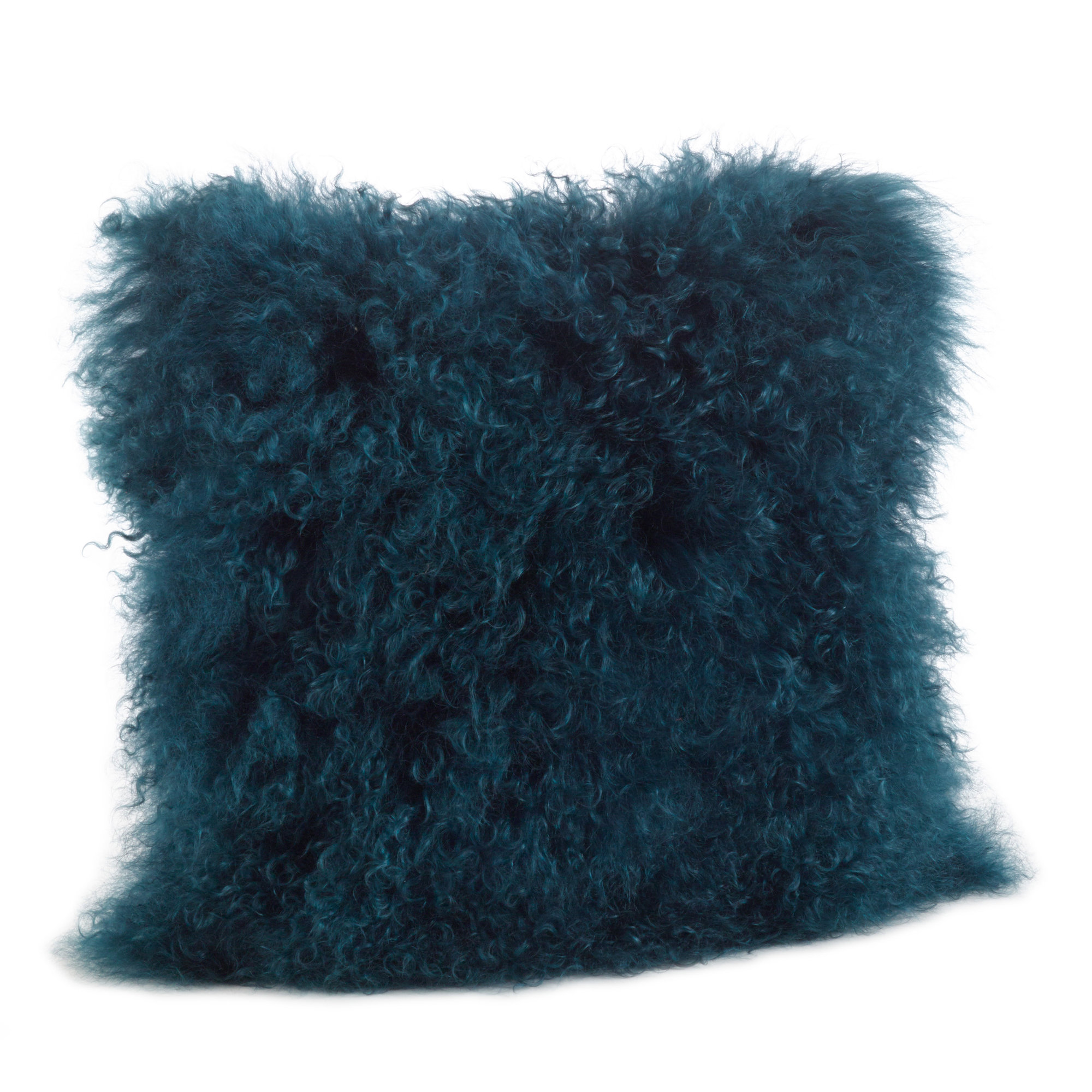 Iyana Wool Throw Pillow, Teal, Square 16"