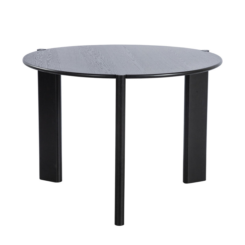 42" Solid Wood Dining Table Round Kitchen Table, Black