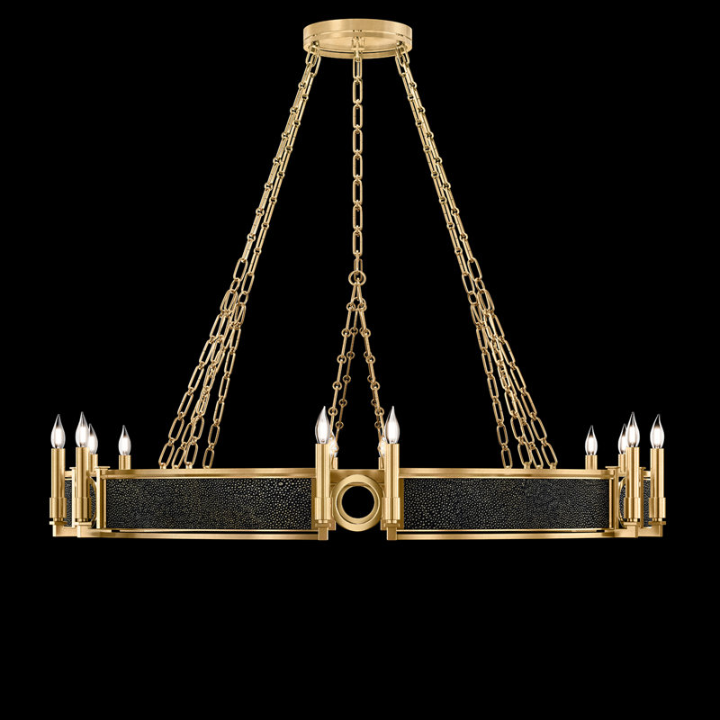 Lustre rond l 49,75 po Mirage, Chevalier noir / or / laiton