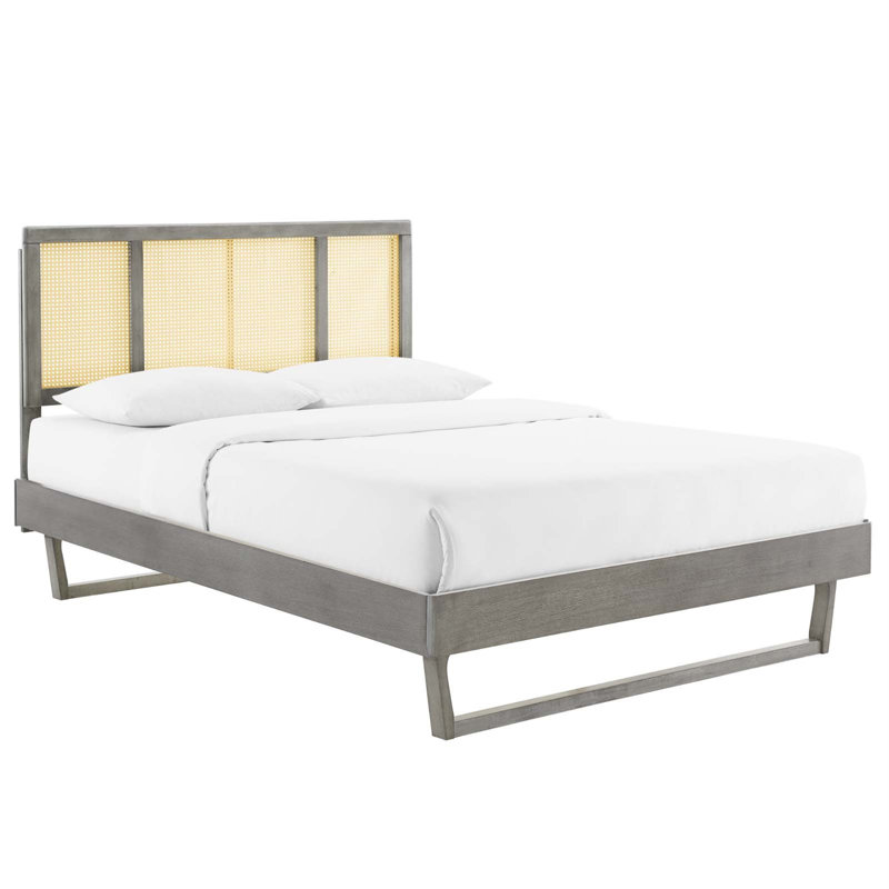 Lit plateforme avec pieds angulaires Kelsea, Grand, Gris