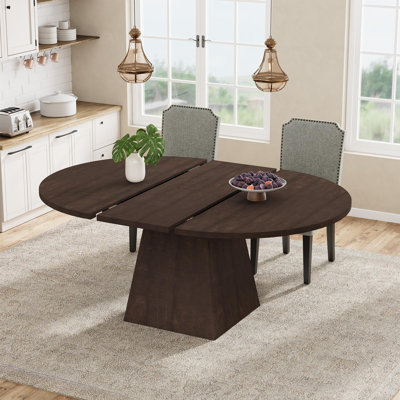 Space-Saving Extendable Oval Dining Table for 4-8 – Hidden Leaves – Sturdy Metal Pedestal Legs – Storage Shelf – Modern Dining Table