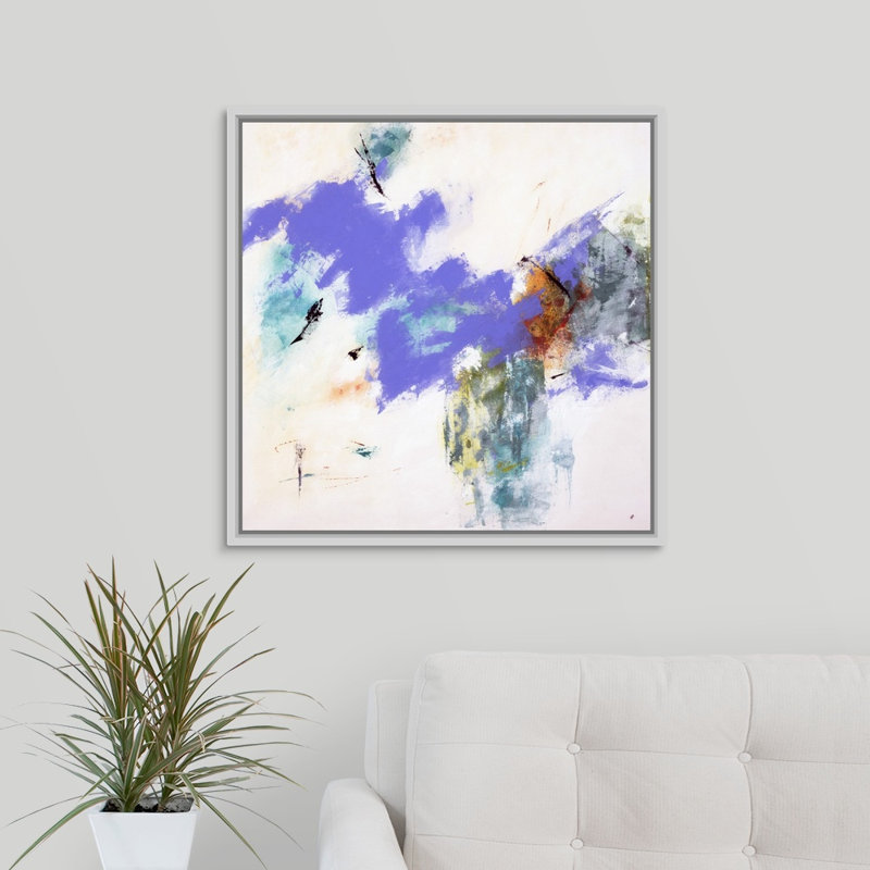 « earth bound », peinture sur toile, Cadre flottant blanc, H 25,7 po x l 25,7 po x P 1,75 po