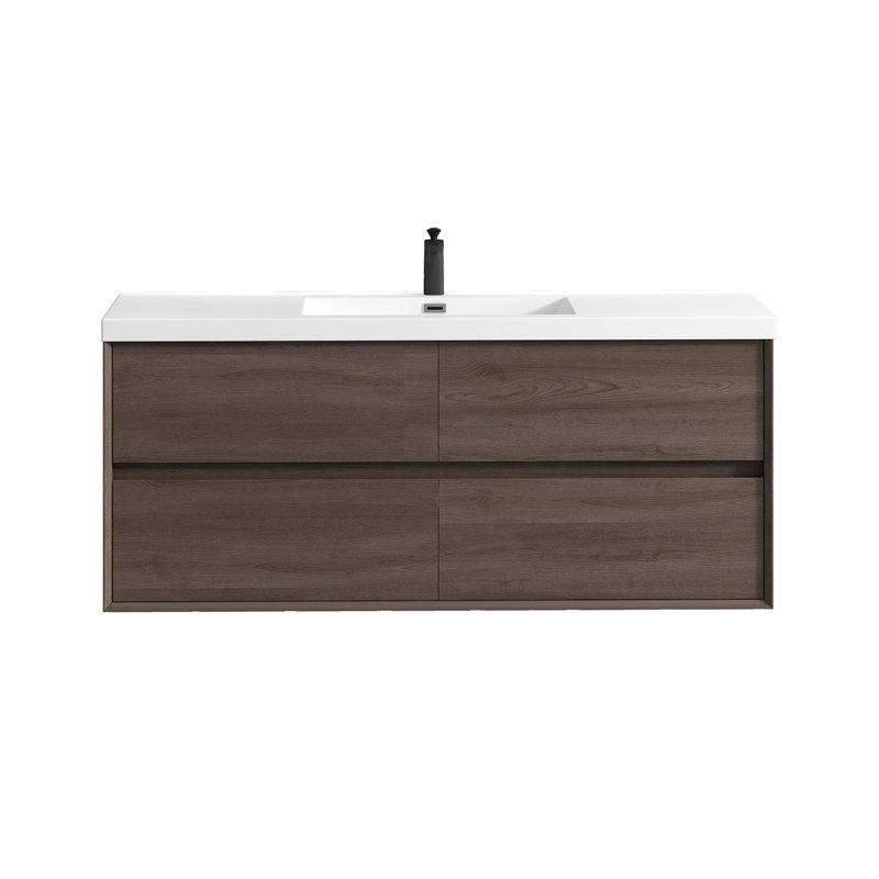 Meuble-lavabo simple l 59,25 po Seavy, Chêne rouge