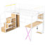 Lit mezzanine en métal avec poste de travail, tablette de rangement, garde-robe et DEL - Créez une chambre à coucher, un rangement et un poste de travail efficaces-493765045