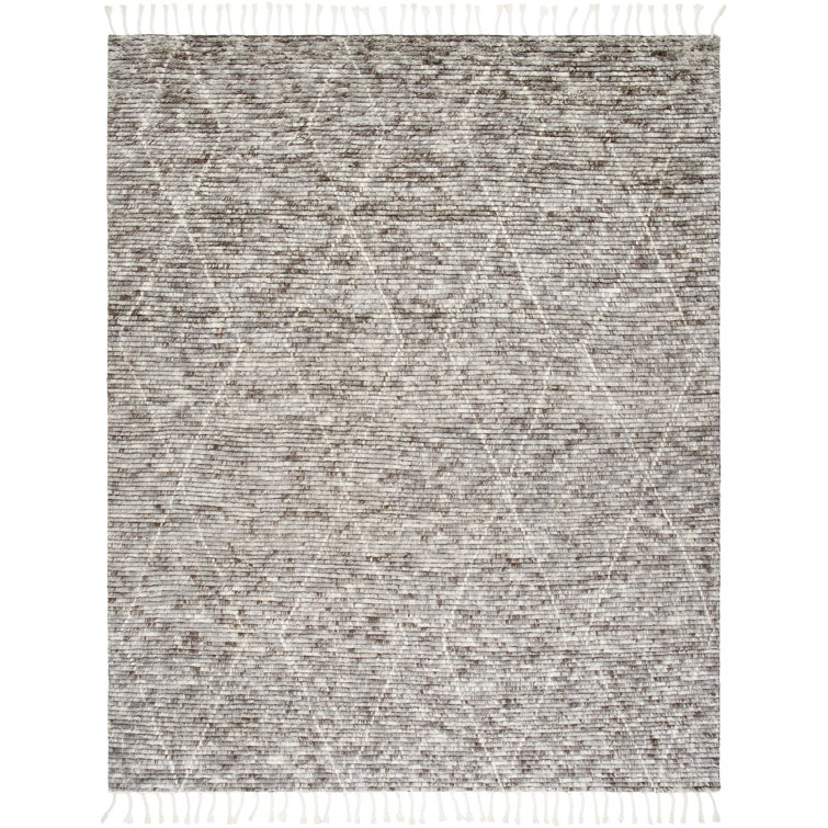 Talon Geometric Hand-Knotted Wool Area Rug in Gray/Brown