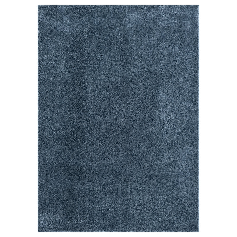 Taeler Washable Modern Living Room Rug Polyester Plain - Anti-Slip Felt Backing Carpet Bedroom-Hallway, Navy
