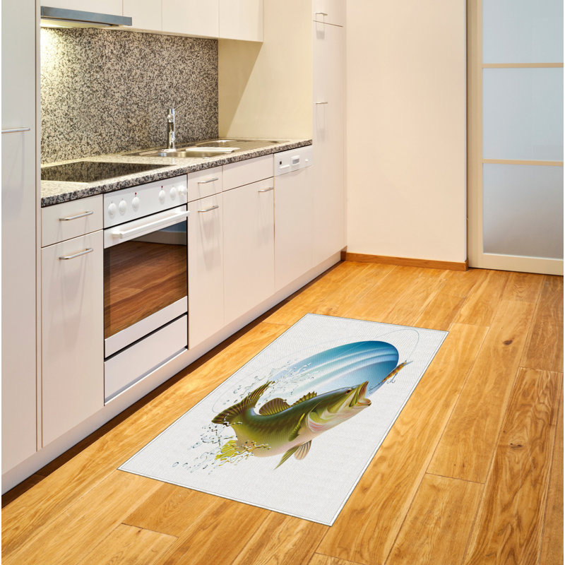 Fishing Fish High Density Long Fiber Poly Threads Decorative Area Rug Carpet, Rectangle 2'7" x 5'