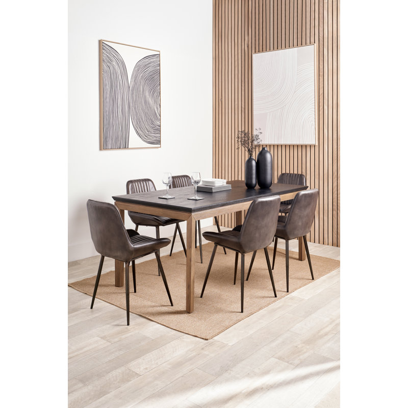 Takierra Acacia Solid Wood Top Dining Table, Black/Brown