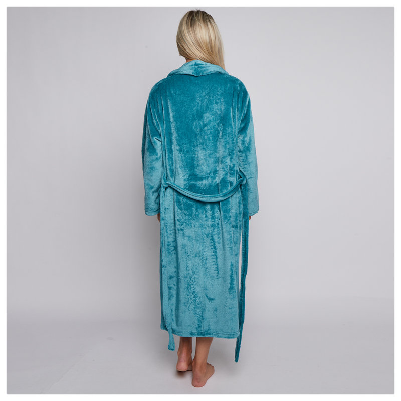 Gender Neutral Mid-Calf Bathrobe with Pockets, Teal