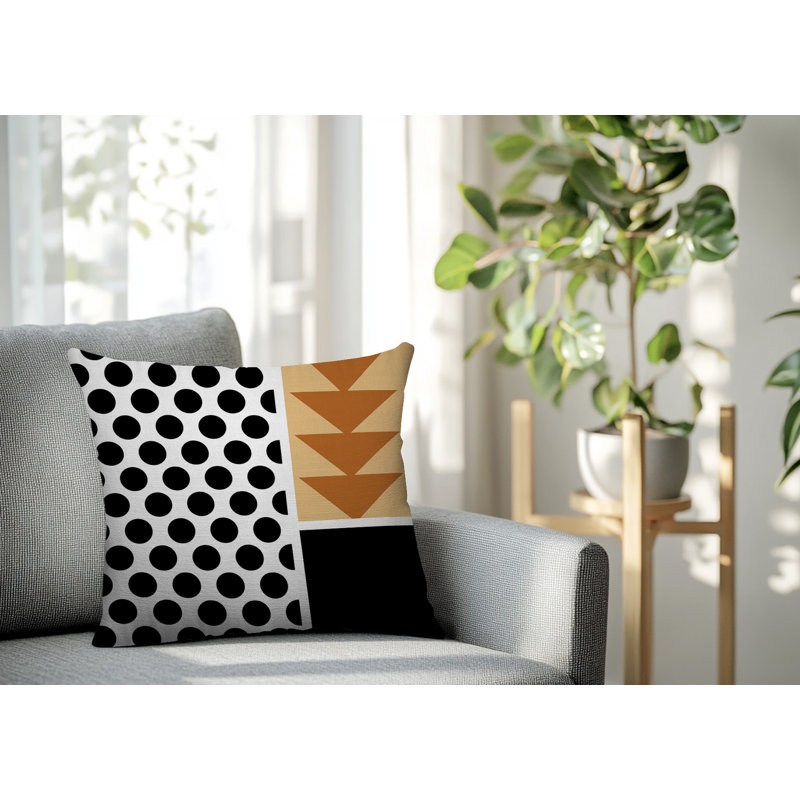 Oreiller carré réversible intérieur / extérieur Snazzy, Orange, Carré 16 po