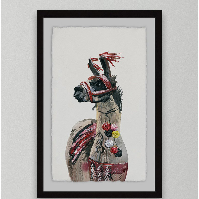 Dark Llama - Single Picture Frame Painting, 30cm H x 20cm W 