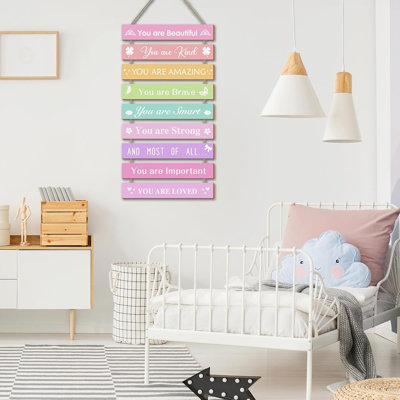 Ensemble de 9 décorations murales pour chambre de fille, art mural inspirant à suspendre pour chambre et chambre d'enfant