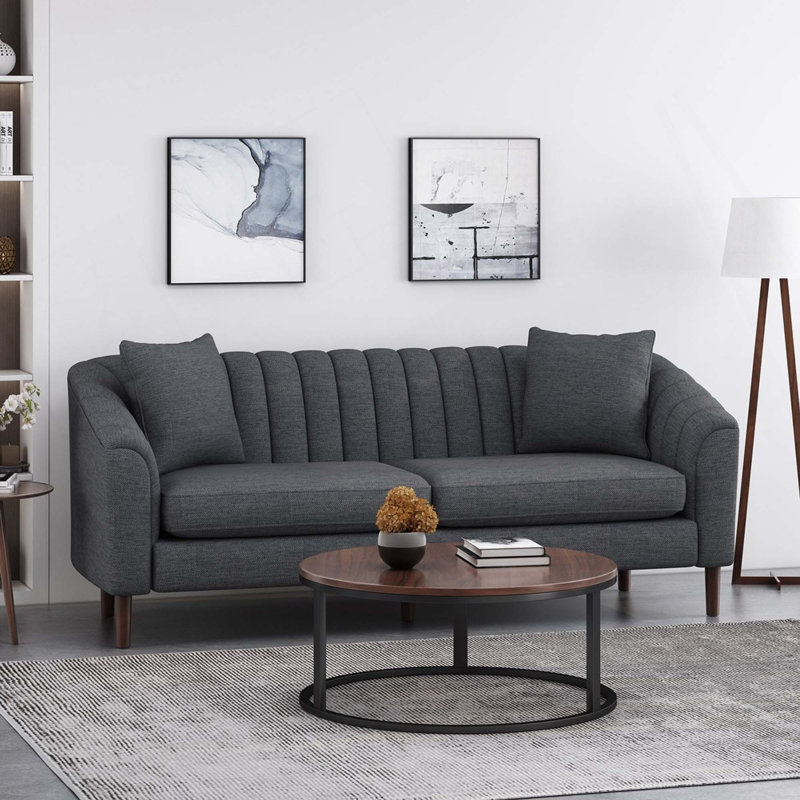 Avett Upholstered 84.5'' Sofa, Charcoal 100% Polyester