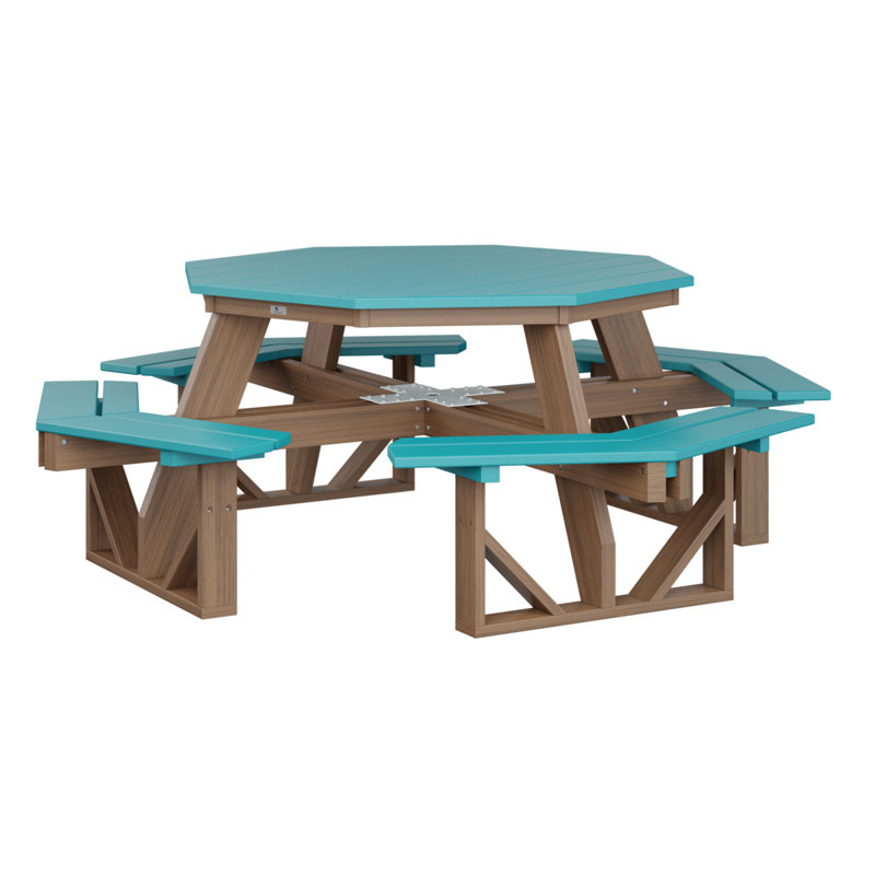 Table de pique-nique Ada, Aruba Blue Top/Antique Mahogany Base