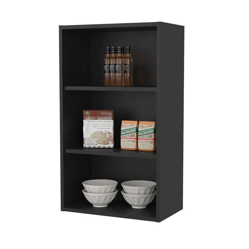 Wall Cabinet With Open Storage, Black
