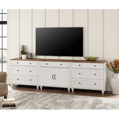 TV Stand For 100 Inch TV, 3-In-1 TV Console Table For 75/80/85/90 Inch TV, Entertainment Center With 7 Drawers And 2 Doors, Kitchen Sideboard Buffet Cabinet For Dining Room, White