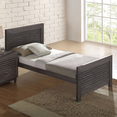 Transitional Style 1Pc Twin Size Bed Panel Headboard Slat Design Charcoal Brown Finish Bedroom Furniture