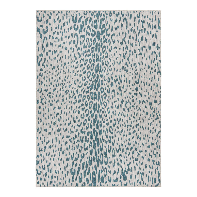 Tapis safari intérieur / extérieur sarcelle Teal, Rectangle 7 pi 10 po x 11 pi