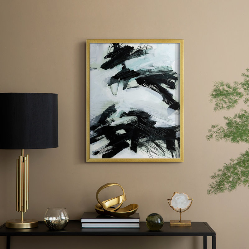 Reproduction encadrée océan en bois massif II, H 21 po x l 17 po, Doré