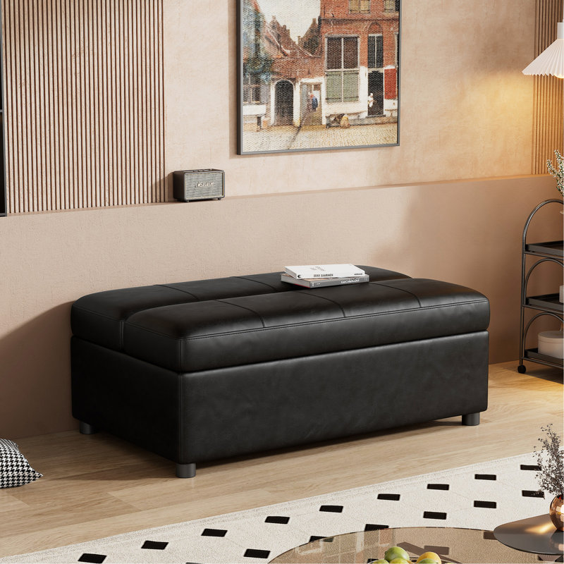 Lit simple avec repose-pieds pliant avec matelas et lit d'invité convertible noir