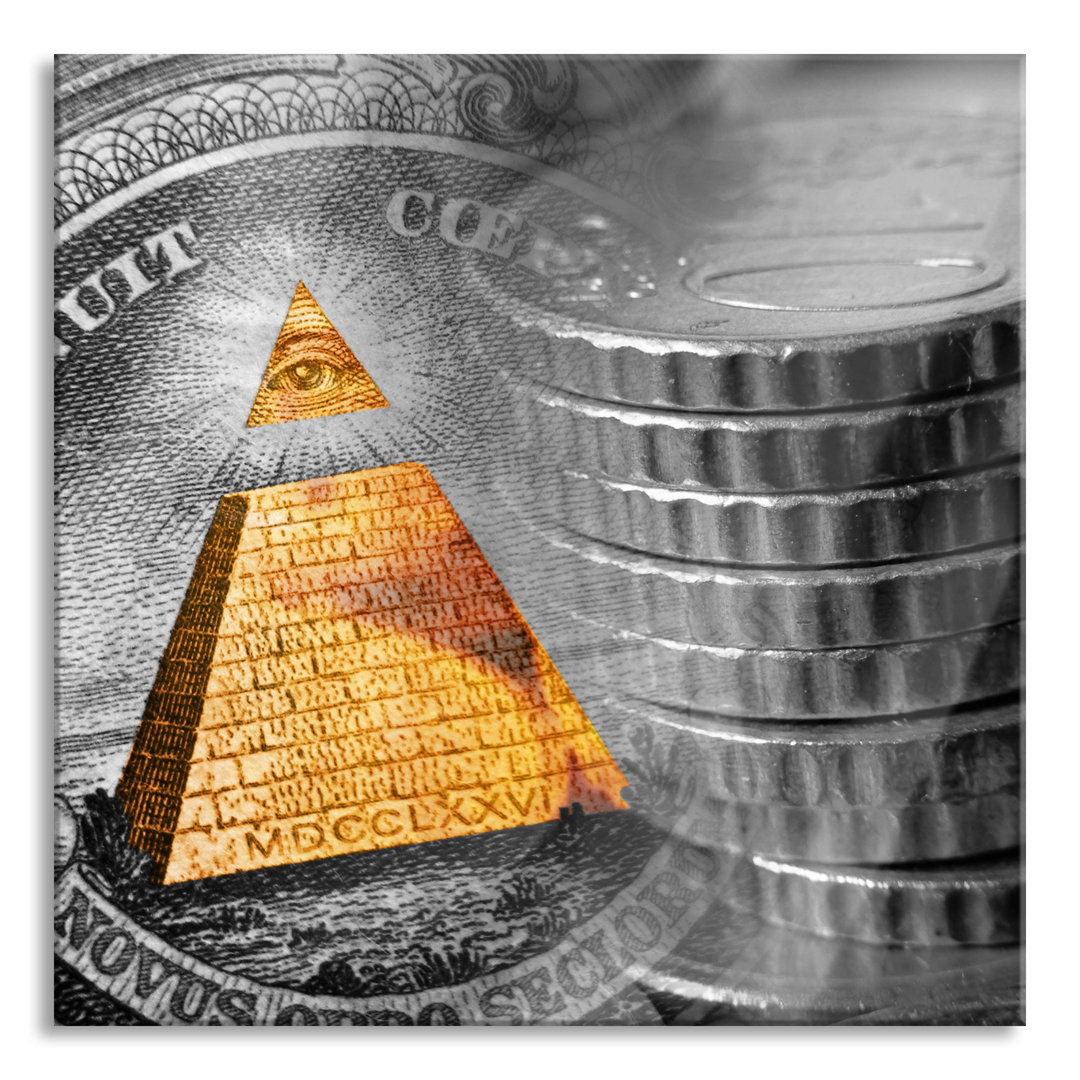 Glasbild Illuminati Pyramide Dollar