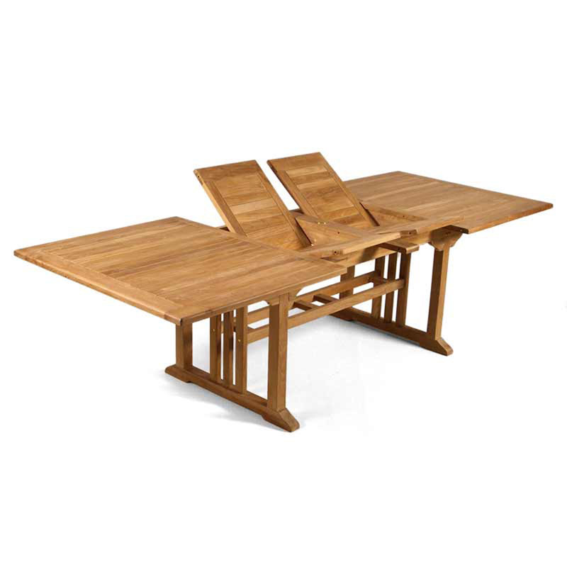 Shania Rectangular Teak Extendable Outdoor Dining Table With Umbrella Hole , 508cm cm W 110cm cm D