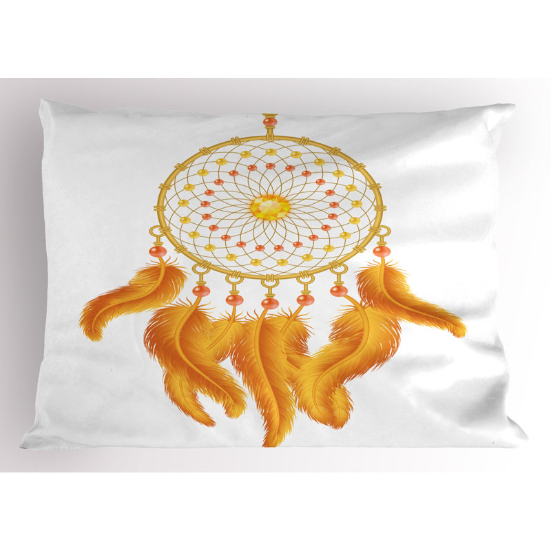 Marigold and White Aztec Dreamcatcher Pillow Shams Set of 2