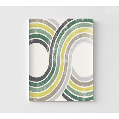 Reproduction d'art rétro rétro infini surdimensionné, grand art mural vert contemporain, décoration murale inspirée des années 70