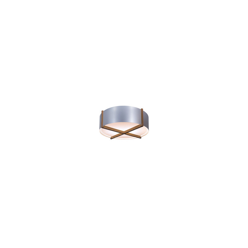 Plura LED Flush Mount, 2700K, 8.38" H x 30" W x 30" D, Walnut/Brushed Aluminum