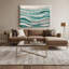 Toile horizontale rayée turquoise, gris clair et vert-410904414