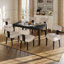 Ensemble de salle à manger 5 pièces, table en bois et chaises rembourrées de style Mid-Century moderne pour la maison, la cuisine et la salle à manger-111151369-111768071