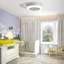 18 Inch Enclosed Ceiling Fan With Light And Remote, Flush Mount Bladeless Modern Low Profile Ceiling Fan For Bedroom Kitchen Dining Room