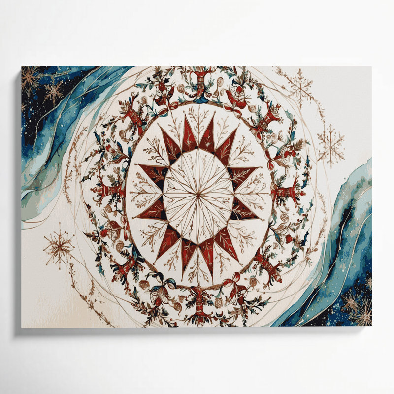 «Christmas Christmas Mandalas», art mural sur toile grise, H 11 po x l 14 po