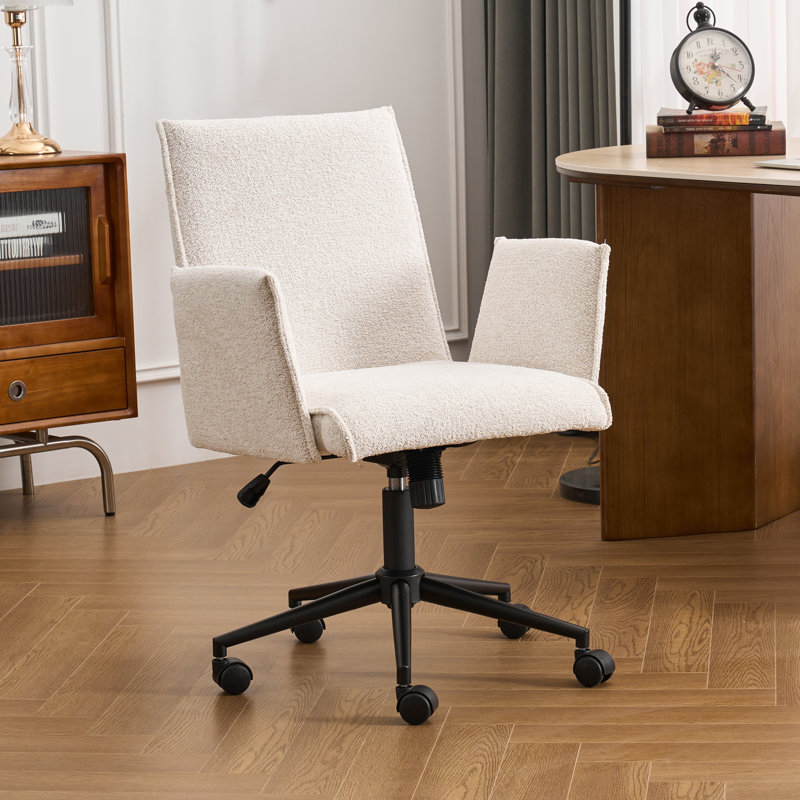 Chaise de bureau pivotante Sterica Boucle, Beige, Yes